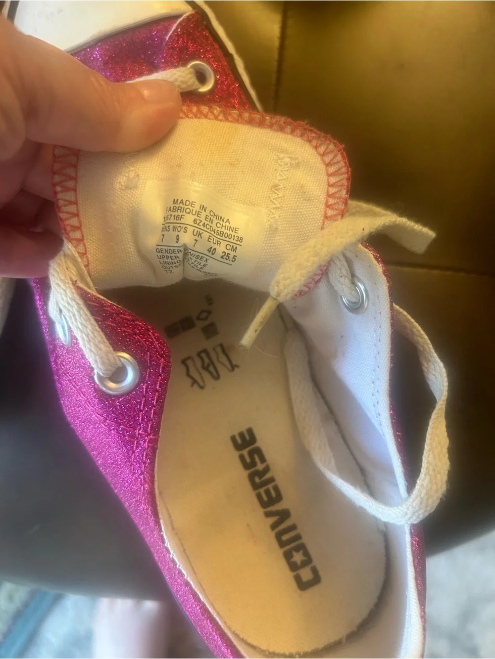 Women’s hot pink glitter Converse low tops